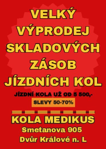 Výprodej kol VeloServis Medikus