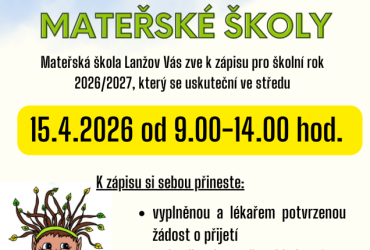 Zápis do MŠ Lanžov