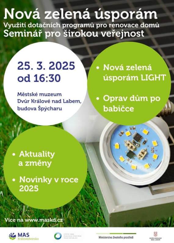 Seminář pro veřejnost k dotacím z programu Nová zelená úsporám