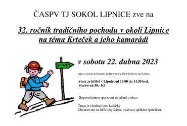 Pozvánka na 32. ročník tradičního pochodu v Lipnici