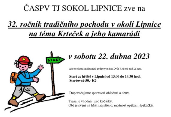 Pozvánka na 32. ročník tradičního pochodu v Lipnici